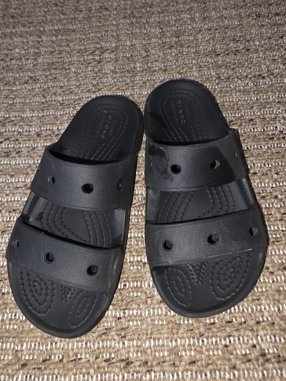 Kids Black Unisex Strap Slide Crocs